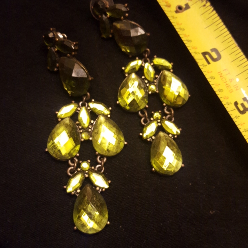 Green chandelier earrings